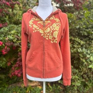 Roxy Hoodie Sweatshirt Orange Small Thumb Holes